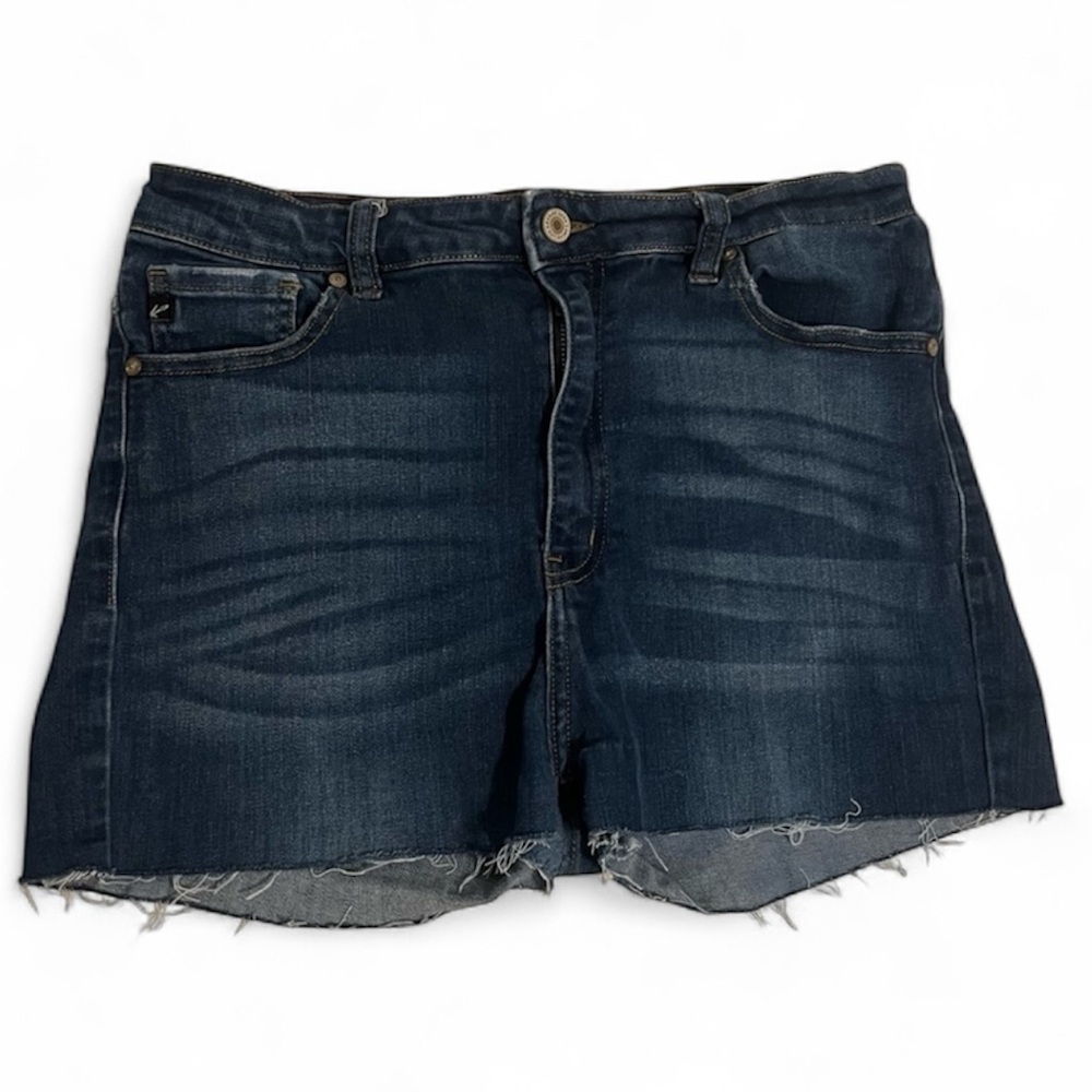 Kancan Dark Wash Raw Hem Cutoff Denim Blue Women's Shorts Size 13/30